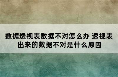 数据透视表数据不对怎么办 透视表出来的数据不对是什么原因